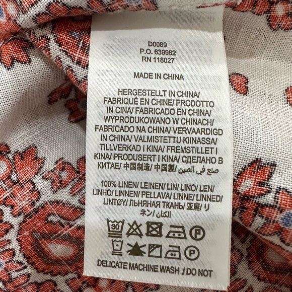 Boden Notch Neck Long Sleeve Linen Mini Shift Dress Floral Block Print 6 Long - Picture 16 of 16